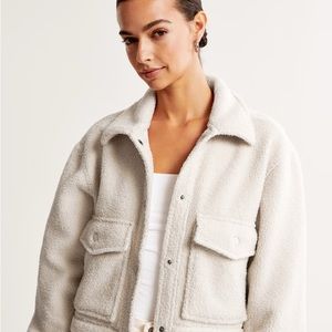 Abercrombie and Fitch Cropped Sherpa Shirt Jacket
